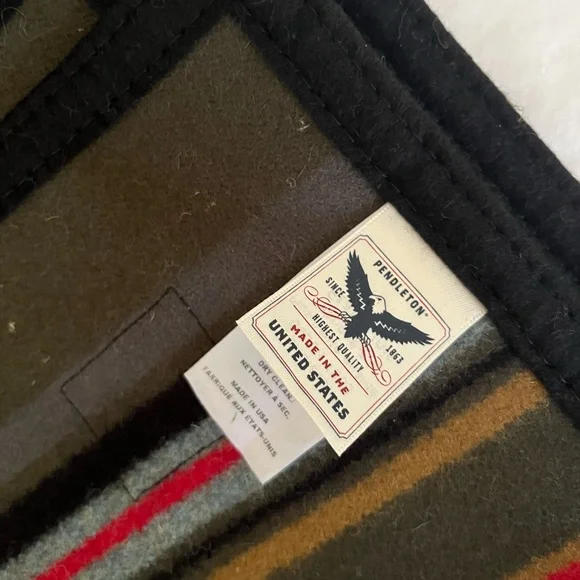 Pendleton Wool Blanket with Red and Gray Stripes - Picture 3 of 3